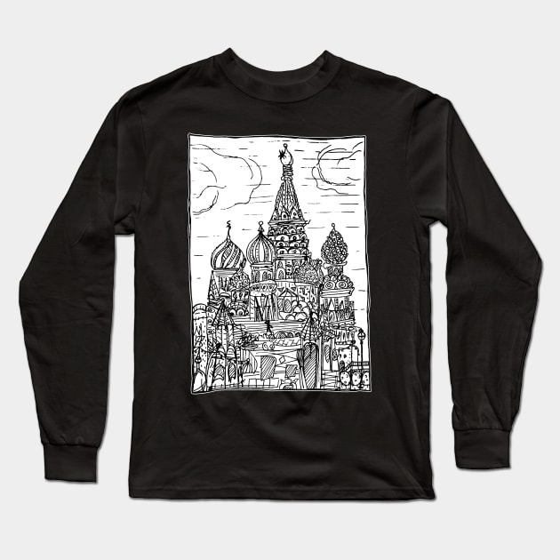 Dark and Gritty Onion Dome Cathedral Long Sleeve T-Shirt by MacSquiddles